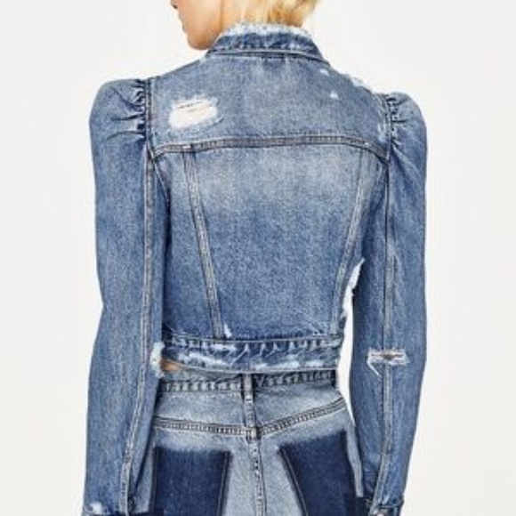 PLEASE sell me a  ZARA puffy shoulder denim jacket - Picture 7 of 11